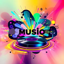 A vibrant and dynamic music album cover featuring abstract shapes and bold colors