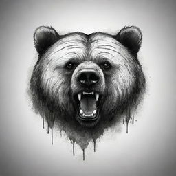 A sturdy bear symbol for a tattoo design, adorned with battle scars that speak volumes about resilience and survival.