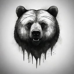 A sturdy bear symbol for a tattoo design, adorned with battle scars that speak volumes about resilience and survival.