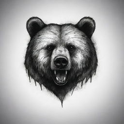 A sturdy bear symbol for a tattoo design, adorned with battle scars that speak volumes about resilience and survival.