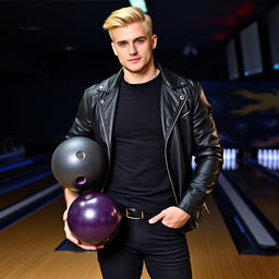 A handsome blond man with a good physique and dark blond hair styled in a slick back, showcasing a defined jaw