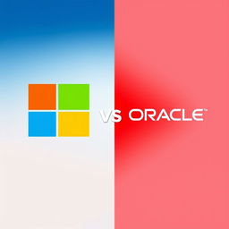 A cover PowerPoint image for a project on Microsoft and Oracle, featuring a parallel layout