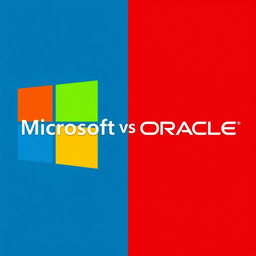 A cover PowerPoint image for a project on Microsoft and Oracle, featuring a parallel layout