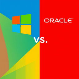 A cover PowerPoint image for a project on Microsoft and Oracle, featuring a parallel layout