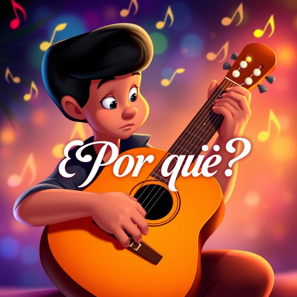 A Disney-style character playing a guitar, immersed in the music of corridos tumbados