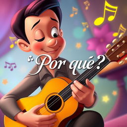 A Disney-style character playing a guitar, immersed in the music of corridos tumbados