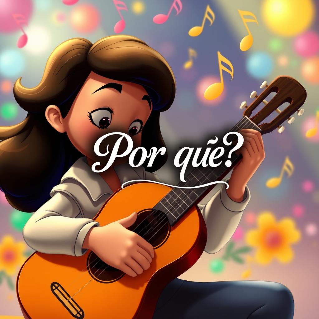 A Disney-style character playing a guitar, immersed in the music of corridos tumbados