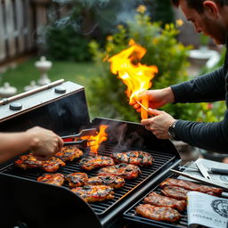 A person skillfully lighting a barbecue grill, demonstrating control over the flames to maintain the perfect temperature for different types of meat