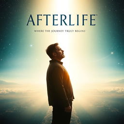 A movie poster for a fantastic film titled "Afterlife" about a man who ventures into the afterlife