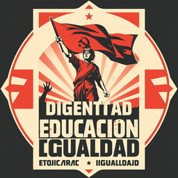 A vintage-style protest poster inspired by old Russian propaganda posters, featuring the words "Libertad, Dignidad, Educación, Cultura, Igualdad" prominently