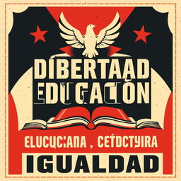 A vintage-style protest poster inspired by old Russian propaganda posters, featuring the words "Libertad, Dignidad, Educación, Cultura, Igualdad" prominently