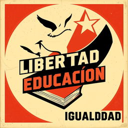 A vintage-style protest poster inspired by old Russian propaganda posters, featuring the words "Libertad, Dignidad, Educación, Cultura, Igualdad" prominently