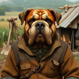 A Shoony pathfinder character, depicted as a dog humanoid with the face of a bulldog