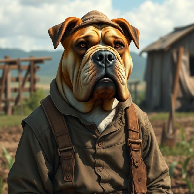 A Shoony pathfinder character, depicted as a dog humanoid with the face of a bulldog