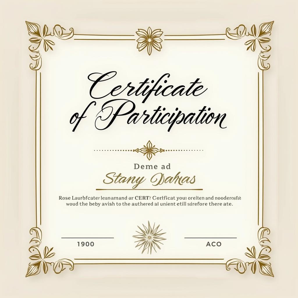 A stunning template for a Certificate of Participation featuring elegant typography