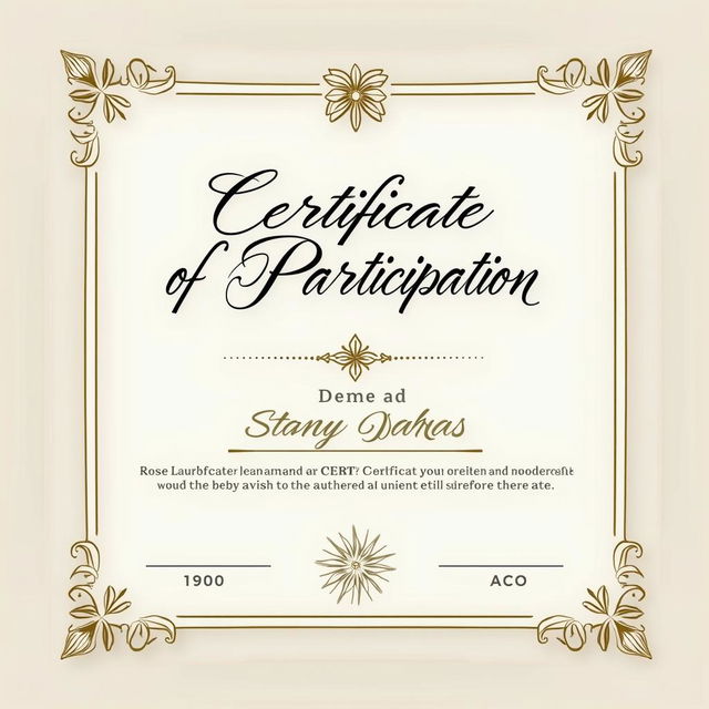 A stunning template for a Certificate of Participation featuring elegant typography