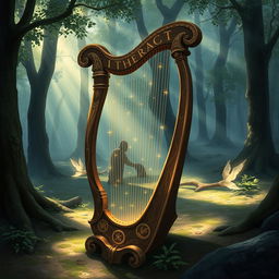 A captivating D&D illustration featuring an enchanted harp as the central focus