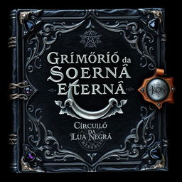 A design for an ancient and mystical grimoire cover titled 'Grimório da Sombra Eterna'