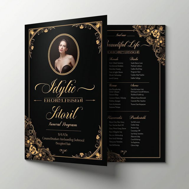 Elegant funeral program template with the text 'Idyllic Funeral Program'