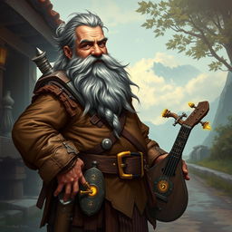 A captivating illustration of an older male D&D dwarf artificer, brimming with character and wisdom gleaned from years of experience