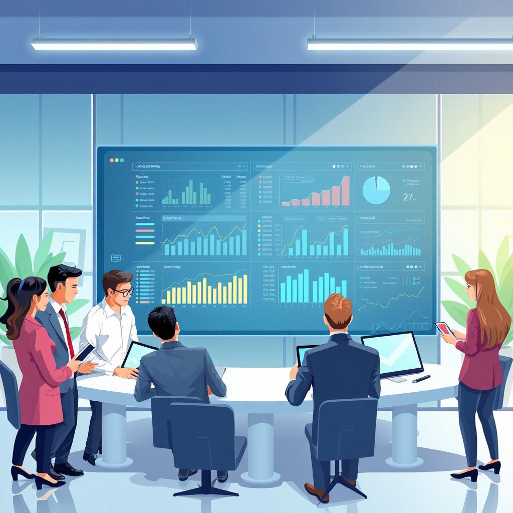 an illustrative scene showcasing technology streamlining the accounting bookkeeping process