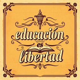 A vintage-style street art poster with the phrase "educación es libertad