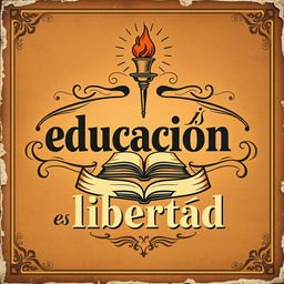 A vintage-style street art poster with the phrase "educación es libertad