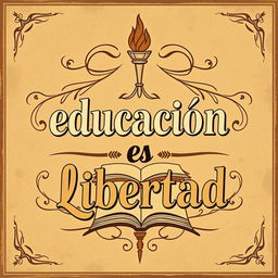 A vintage-style street art poster with the phrase "educación es libertad