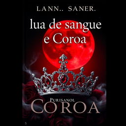 A captivating book cover featuring the title "Lua de sangue e Coroa"