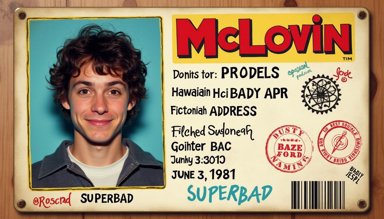 A humorous ID card inspired by "McLovin" from the movie "Superbad