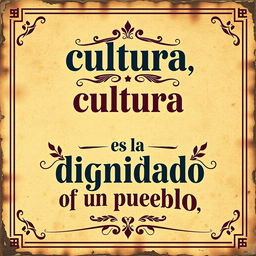 A vintage-style street art poster with the phrase "cultura, es la dignidad de un pueblo