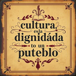 A vintage-style street art poster with the phrase "cultura, es la dignidad de un pueblo