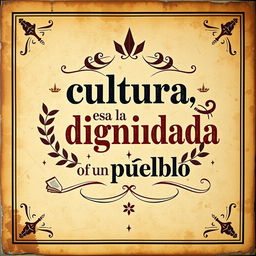 A vintage-style street art poster with the phrase "cultura, es la dignidad de un pueblo