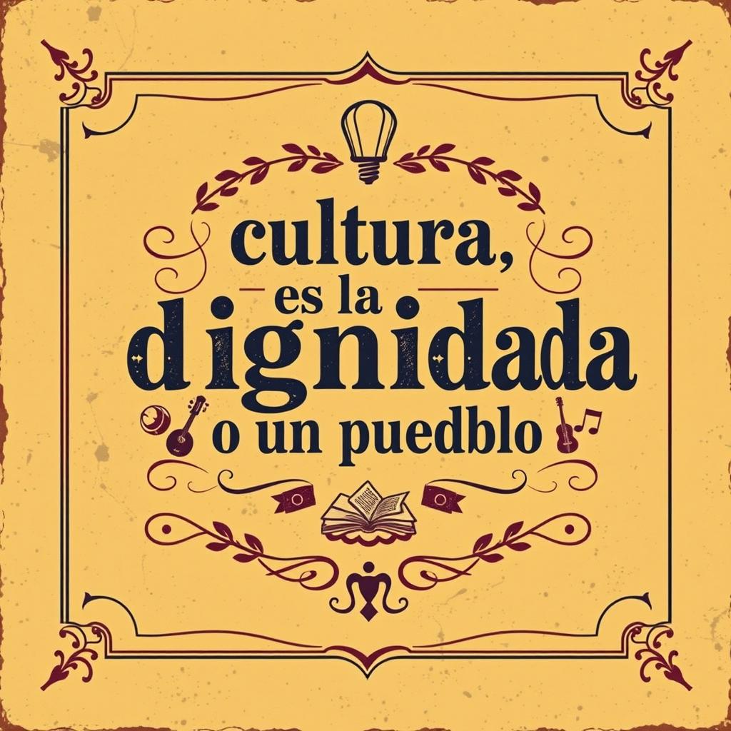 A vintage-style street art poster with the phrase "cultura, es la dignidad de un pueblo