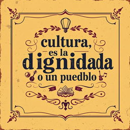 A vintage-style street art poster with the phrase "cultura, es la dignidad de un pueblo