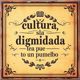 A vintage-style street art poster with the phrase "cultura, es la dignidad de un pueblo