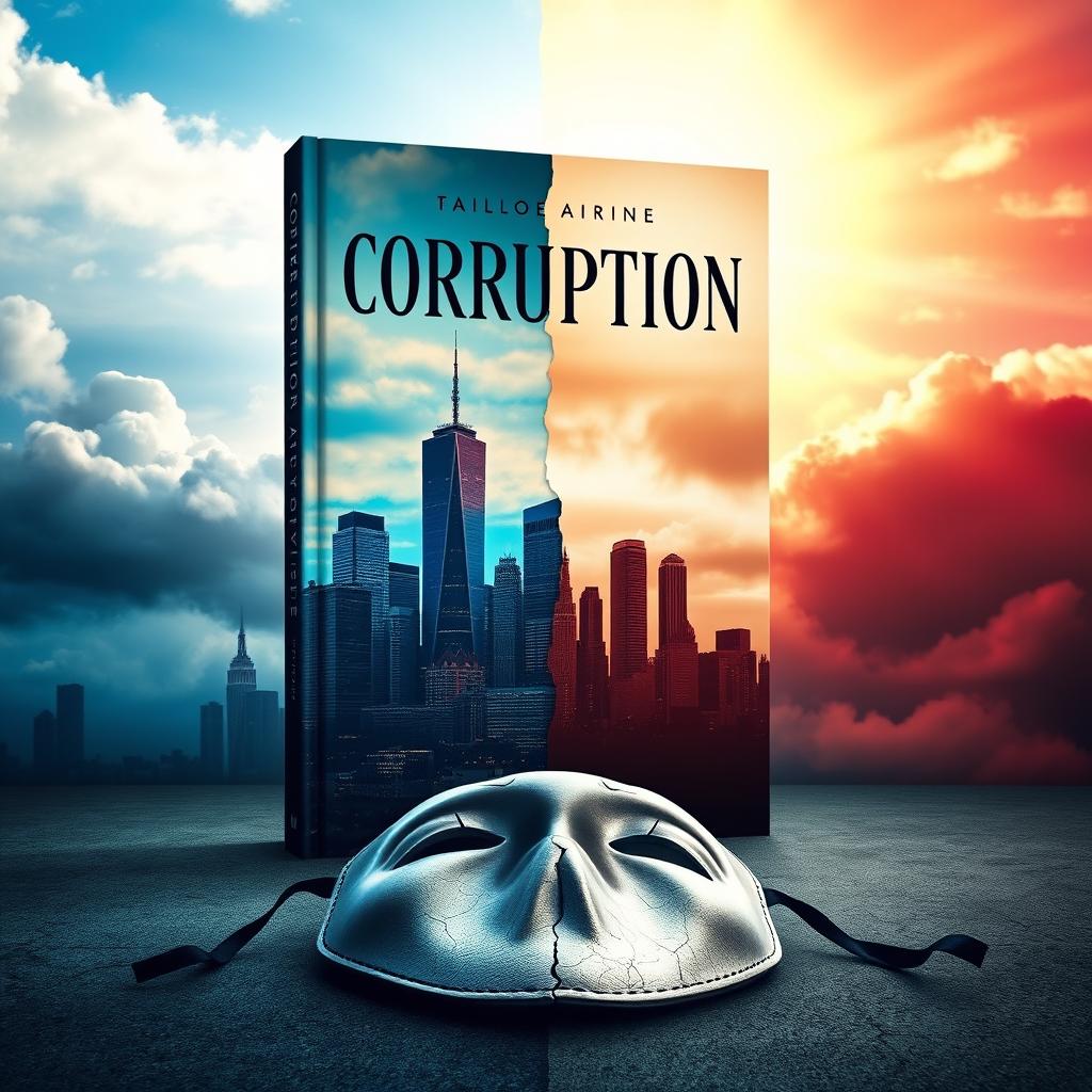 A captivating A5 book cover design that embodies the theme of corruption