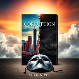 A captivating A5 book cover design that embodies the theme of corruption