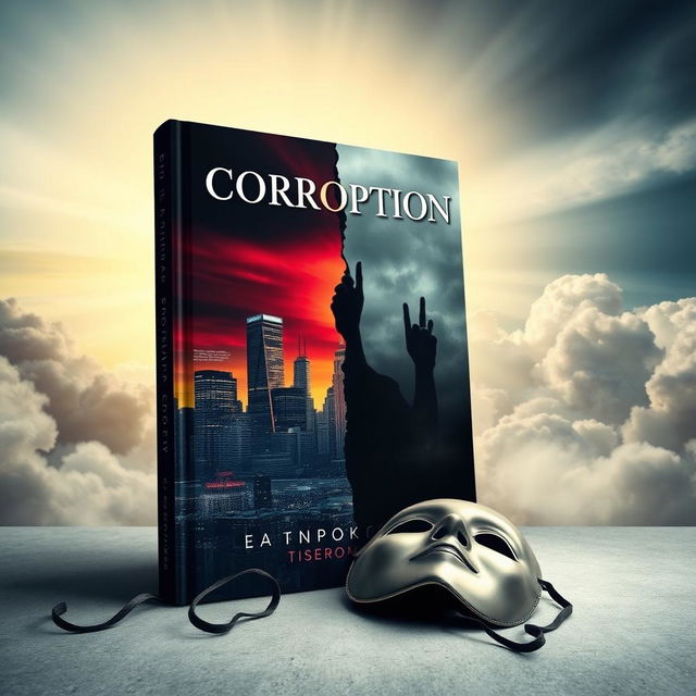 A captivating A5 book cover design that embodies the theme of corruption