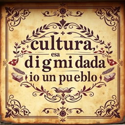 A vintage-style street art poster featuring the phrase "cultura, es la dignidad de un pueblo