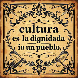 A vintage-style street art poster featuring the phrase "cultura, es la dignidad de un pueblo