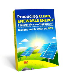 A captivating ebook cover design titled 'Producing Clean, Renewable Energy and Lowering the Cost of Solar Panels by Up to 85%'