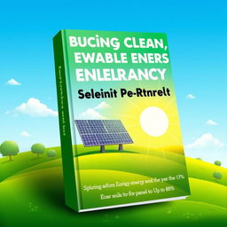 A captivating ebook cover design titled 'Producing Clean, Renewable Energy and Lowering the Cost of Solar Panels by Up to 85%'