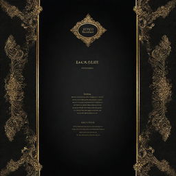 Design a luxurious black and gold themed background for a price list with elegant and intricate details.