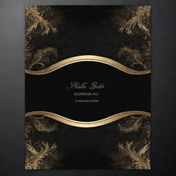 Design a luxurious black and gold themed background for a price list with elegant and intricate details.