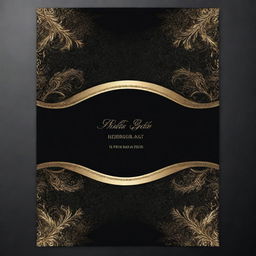 Design a luxurious black and gold themed background for a price list with elegant and intricate details.