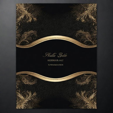 Design a luxurious black and gold themed background for a price list with elegant and intricate details.