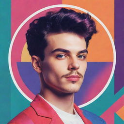 A cool and unique profile picture featuring a blend of retro and modern aesthetics with vibrant colors and abstract geometry.