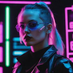 An unorthodox yet trendy profile picture composed of neon cyberpunk aesthetics infused with pop culture elements.