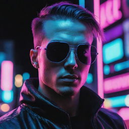 An unorthodox yet trendy profile picture composed of neon cyberpunk aesthetics infused with pop culture elements.